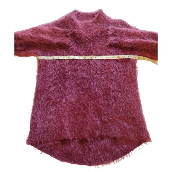 A New Day Sweater Womens XS Merlot Long Sleeve Eyelash Shaggy High Low Hem - Picture 3 of 9